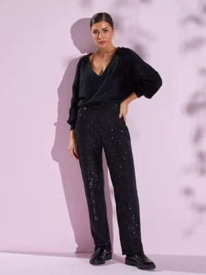 Calça wide leg paete ceci