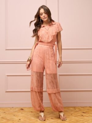 Calça balloon de renda