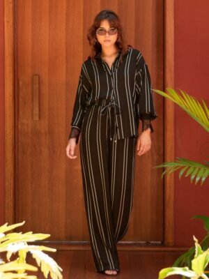 Calça wide leg listras cali