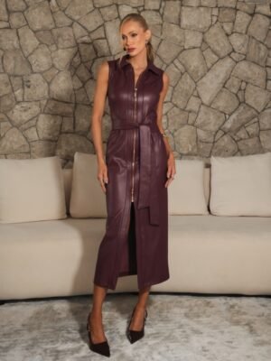 Vestido midi lorena pu amazonita